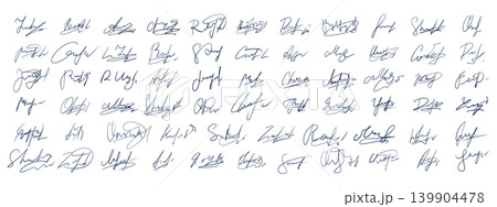 Set of hand signatures. Fake autograph for contract documents Set of hand signatures. Fake autograph for contract documents 139904478