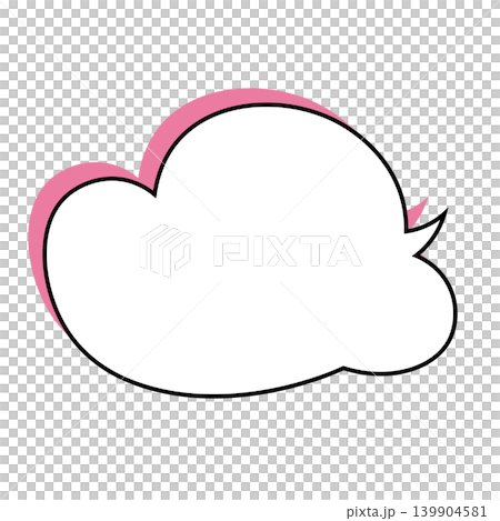 雲形吹き出しのシンプルなイラスト素材　もくもく（白背景） 139904581