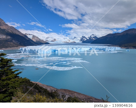 Scenic Perito Moreno Glacier landscape with lake and mountains Scenic Perito Moreno Glacier landscape with lake and mountains 139904616