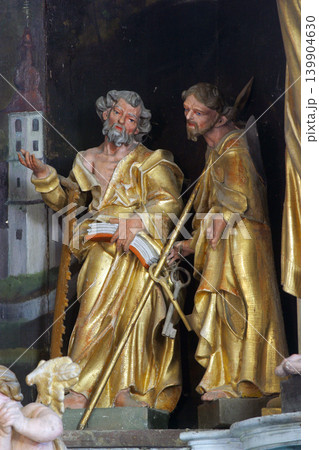 Statues of the Apostles on the Altar of the Parting of the Apostles at the Church of Our Lady of Jerusalem on Trski Vrh in Krapina, Croatia Statues of the Apostles on the Altar of the Parting of the Apostles at the Church of Our Lady of Jerusalem on Trski Vrh in Krapina, Croatia 139904630