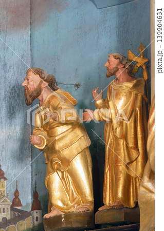 Statues of the Apostles on the Altar of the Parting of the Apostles at the Church of Our Lady of Jerusalem on Trski Vrh in Krapina, Croatia Statues of the Apostles on the Altar of the Parting of the Apostles at the Church of Our Lady of Jerusalem on Trski Vrh in Krapina, Croatia 139904631