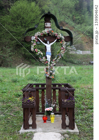 Roadside Crucifix in Zagorje region, Croatia 139904642