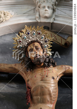 Crucifixion, Jesus on the cross, Catholic Church Saint Eustache in Dobrota, Montenegro Crucifixion, Jesus on the cross, Catholic Church Saint Eustache in Dobrota, Montenegro 139904664