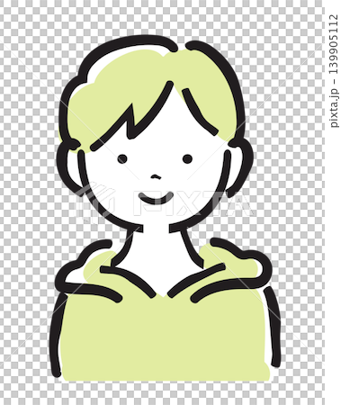 笑顔の男の子のイラスト 少年 小学生 幼児 フード付きパーカー シンプル手描きイラスト 139905112