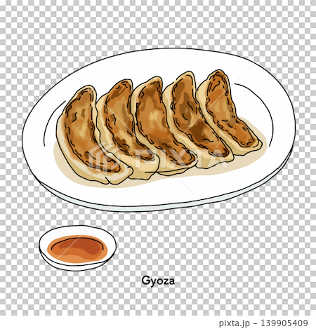 栃木名物宇都宮餃子の手描き風シンプルイラスト 栃木名物宇都宮餃子の手描き風シンプルイラスト 139905409