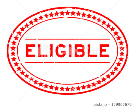 Grunge red eligible word oval rubber seal stamp on white background 139905676