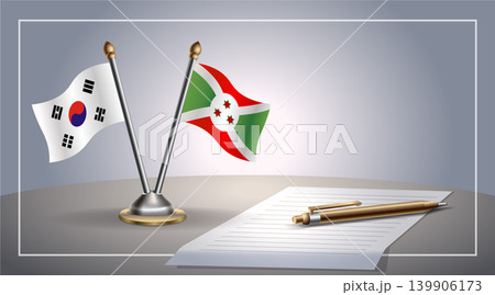 Small national flag of South Korea and Burundi flag Relation, Template Vector Illustration 139906173