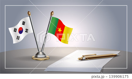 Small national flag of South Korea and Cameroon flag Relation, Template Vector Illustration Small national flag of South Korea and Cameroon flag Relation, Template Vector Illustration 139906175