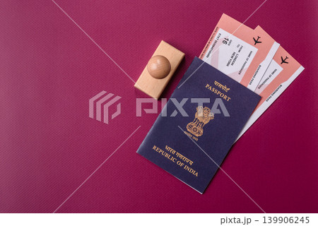 Indian passport, a document for travel, leisure, and work. Passport of India 139906245