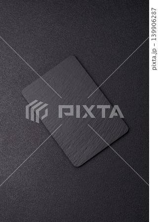A blank slate board on a dark background for Asian food. A blank slate board 139906287