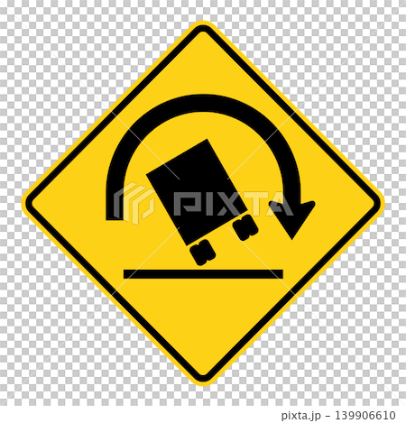 American road sign: Caution: Overturning 139906610