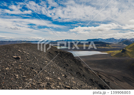 Volcanic Landscape with Lake and Mountains in Iceland Volcanic Landscape with Lake and Mountains in Iceland 139906803