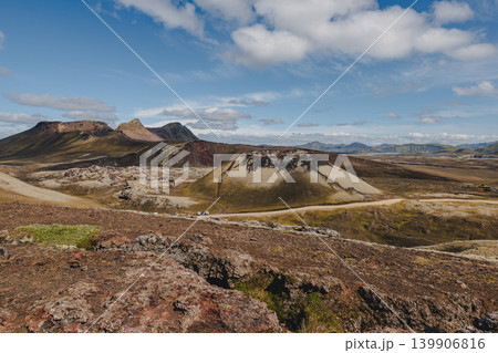 Rhyolite Mountains and Volcanic Terrain in Landmannalaugar, Iceland Rhyolite Mountains and Volcanic Terrain in Landmannalaugar, Iceland 139906816