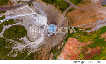 Aerial View of Geothermal Hot Spring and Vibrant Terrain in Iceland Aerial View of Geothermal Hot Spring and Vibrant Terrain in Iceland 139907010