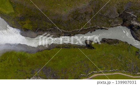 Aerial View of Glacial River in Rocky Gorge, Iceland Aerial View of Glacial River in Rocky Gorge, Iceland 139907031
