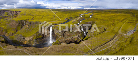 Aerial View of Haifoss Waterfall and Canyon in Iceland Aerial View of Haifoss Waterfall and Canyon in Iceland 139907071
