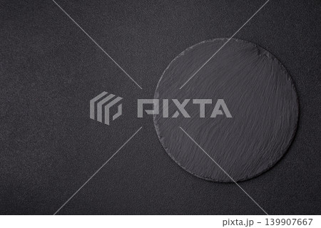 A blank slate board on a dark background for Asian food. A blank slate board A blank slate board on a dark background for Asian food. A blank slate board 139907667