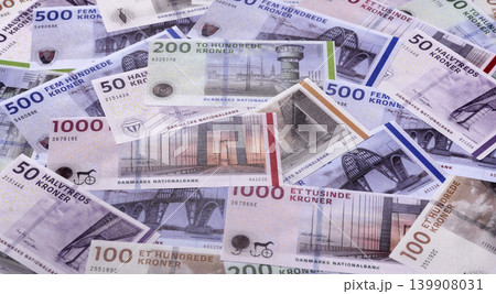 Money, currency of Denmark, Danish krone banknotes. Denmark, Danish money Money, currency of Denmark, Danish krone banknotes. Denmark, Danish money 139908031