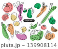 ラフな着彩の野菜のペン画セット 139908114