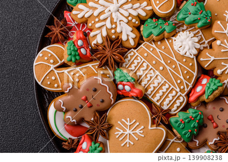 Christmas gingerbread, sweets and cookies for the festive table. Christmas gingerbread 139908238