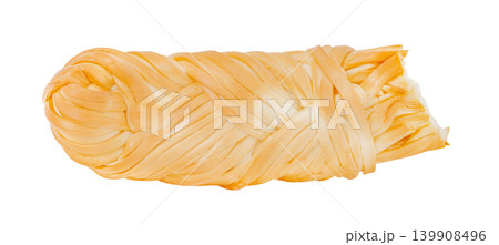 pigtail of suluguni cheese, isolated on white background with clipping path pigtail of suluguni cheese, isolated on white background with clipping path 139908496