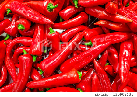 red hot peppers top view, close-up red hot peppers top view, close-up 139908536