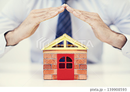 Professional man, architect and home model for realtor, mortgage and corporate workspace. Male person, company and confident for idea, office and engineer for career and house bond insurance 139908593