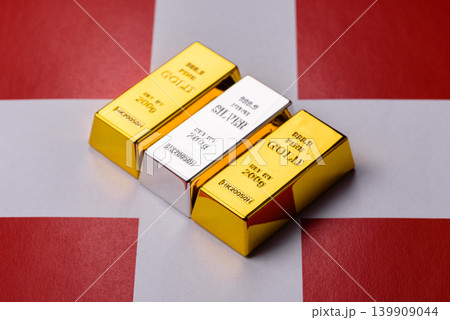 Gold and silver bullion or ingots as metals for bank storage, investments. Gold and silver bars Gold and silver bullion or ingots as metals for bank storage, investments. Gold and silver bars 139909044