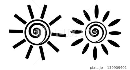 Sun Silhouette Icon Set Isolated on white Background 139909401