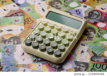 Australia, Australian dollar paper money and coins, financing exchange. Australian currency 139909486