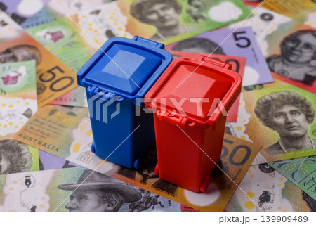 Bins for garbage, a conceptual background for selective and recycling waste disposal. Bins for trash Bins for garbage, a conceptual background for selective and recycling waste disposal. Bins for trash 139909489