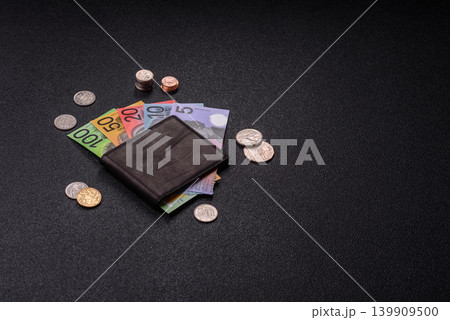 Australia, Australian dollar paper money and coins, financing exchange. Australian currency Australia, Australian dollar paper money and coins, financing exchange. Australian currency 139909500