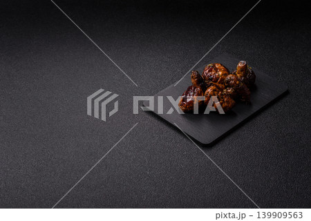 Grilled or barbecued mushroom halves with salt and spices. Grilled mushrooms 139909563