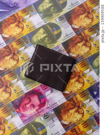 Switzerland, Swiss franc paper money and coins, financing and commodity exchange. Swiss currency Switzerland, Swiss franc paper money and coins, financing and commodity exchange. Swiss currency 139909588