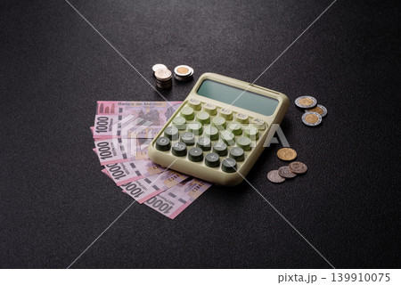 Mexico, Mexican peso paper money and coins, financing and commodity exchange. Mexican currency 139910075