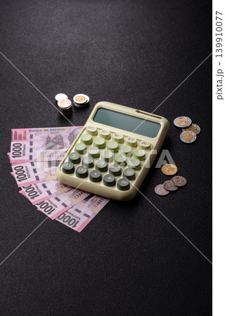 Mexico, Mexican peso paper money and coins, financing and commodity exchange. Mexican currency 139910077