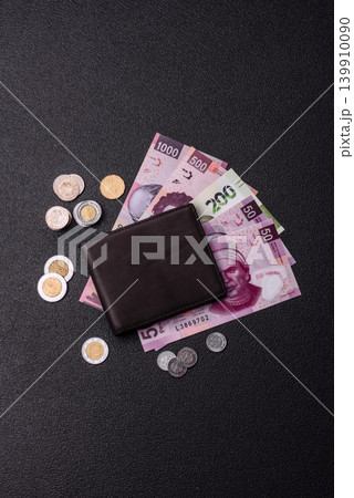 Mexico, Mexican peso, paper money and coins, financing and commodity exchange. Mexican currency Mexico, Mexican peso, paper money and coins, financing and commodity exchange. Mexican currency 139910090