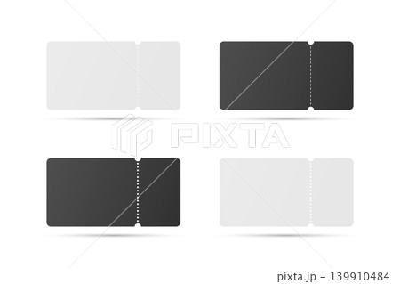 Vector Perforated Ticket Stub Template Set. Blank Admission, Event Tickets for Cinema, Theater, Concert, Festival. Voucher and Coupon. Black and White Tear-Off Design, Isolated, Front View Vector Perforated Ticket Stub Template Set. Blank Admission, Event Tickets for Cinema, Theater, Concert, Festival. Voucher and Coupon. Black and White Tear-Off Design, Isolated, Front View 139910484