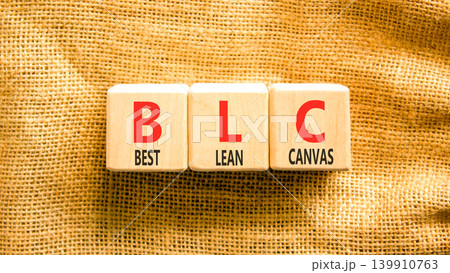 BLC business lean canvas symbol. Concept words BLC business lean canvas on beautiful wooden blocks. Beautiful canvas background. BLC business lean canvas concept. Copy space. 139910763