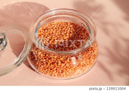 Raw Chickpeas on Pink Background 139911004