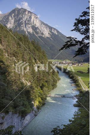 Aare gorge river flowing through mountain landscape 139911017