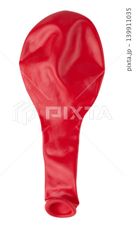 Red deflated latex balloon on isolated background 139911035