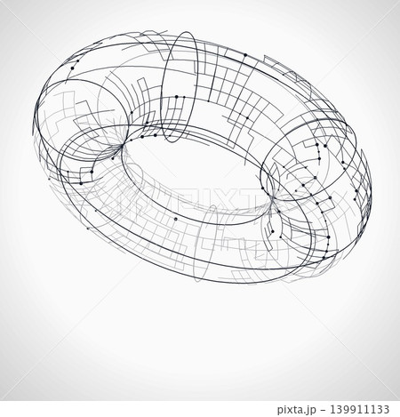 Futuristic Geometric Wire Torus Illustration Futuristic Geometric Wire Torus Illustration 139911133