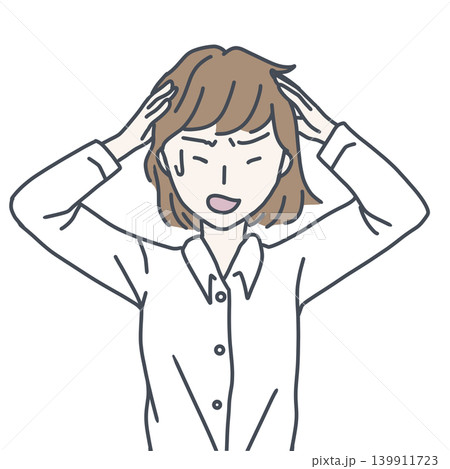 を抱えて青ざめる・大焦りする女性のイラスト 失敗 トラブル を抱えて青ざめる・大焦りする女性のイラスト 失敗 トラブル 139911723