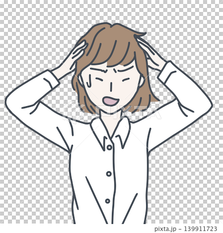 An illustration of a woman looking pale and panicking while carrying something. Failure, trouble. An illustration of a woman looking pale and panicking while carrying something. Failure, trouble. 139911723