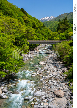 新緑シーズンの奥飛騨温泉郷「新穂高温泉」周辺の渓流《岐阜県 高山市》 139912087