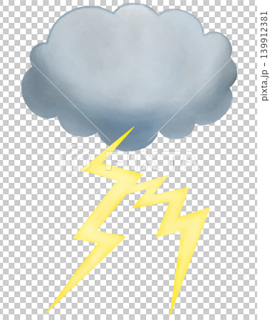 Lightning and dark clouds - a cute watercolor illustration Lightning and dark clouds - a cute watercolor illustration 139912381