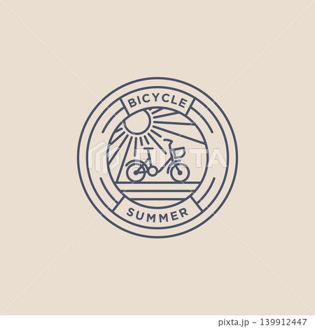 summer bicycle minimalist line art badge icon logo summer bicycle minimalist line art badge icon logo 139912447