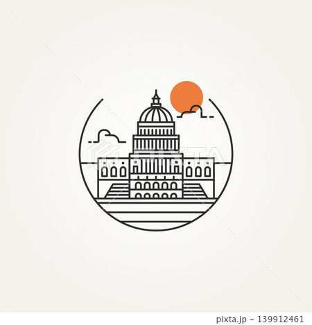 washington capitol minimalist line art icon logo 139912461