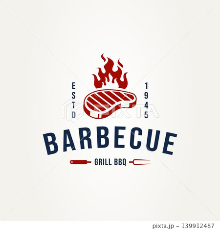 vintage barbecue steak badge logo design vintage barbecue steak badge logo design 139912487